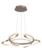 Searchlight Doodle brandende champagnekleurige hanglamp van 60cm in diameter met ronde plafondplaat en gevlochten stang met LED aan de buitenzijde met kristalachtige afwerking