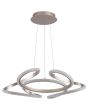 Searchlight Doodle champagnekleurige hanglamp van 60cm in diameter met ronde plafondplaat en gevlochten stang met LED aan de buitenzijde met kristalachtige afwerking