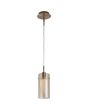 Searchlight Duo 2301CP hanglamp met messing plafondplaat en pendel met dubbele kap van champagne en mat glas