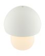 Bovenaanzicht Brilliant Dupis witte kunststof oplaadbare tafellamp met LED in de voet en wit metalen ovale kap, met een hoogte van 23,8 cm en een diameter van 20 cm