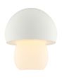Brilliant Dupis witte kunststof oplaadbare tafellamp met LED in de voet en wit metalen ovale kap, met een hoogte van 23,8 cm en een diameter van 20 cm