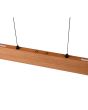 Trio Edgewood 359719130 detailfoto van de knoppen voor dimmen en lichtkleur bij bovenaanzicht hanglamp met houten balk van 150cm met led naar boven