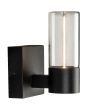 Konstsmide Edison mat zwarte wandlamp van 17 cm hoog met cilindervormig staand glas met LED staaf in het midden