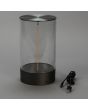 Konstsmide Edison M antraciet grijze tafellamp met flexibele magnetische lichtbron en acryl glazen kap van 23 cm hoog met USB-C laadkabel