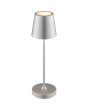 Brandende Brilliant Elora zilver kleurige oplaadbare tafellamp voor buiten met kunststof bovenzijde voor licht naar boven en beneden met een hoogte van 37 cm en een diameter van 11 cm