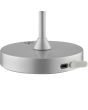 Detailfoto van de USB laadpoort van de Brilliant Elora zilver kleurige oplaadbare tafellamp voor buiten met kunststof bovenzijde voor licht naar boven en beneden met een hoogte van 37 cm en een diameter van 11 cm