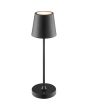 Brandende Brilliant Elora zwart oplaadbare tafellamp voor buiten met kunststof bovenzijde voor licht naar boven en beneden met een hoogte van 37 cm en een diameter van 11 cm