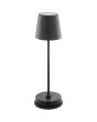 Draadloos ladende Brilliant Elora zwart oplaadbare tafellamp voor buiten met kunststof bovenzijde voor licht naar boven en beneden met een hoogte van 37 cm en een diameter van 11 cm