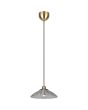 Reality Eluna oud brons kleurige hanglamp met een schijfvormige kap van geribbeld helder glas met een diameter van 29,5 cm