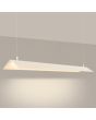 Brandende beige driehoekig langwerpige hanglamp van metaal van 150 cm lang met buisvormige LED eronder