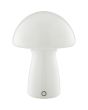 Brilliant Erik wit glazen oplaadbare tafellamp in paddenstoelvorm van 22,2 cm hoog en 16 cm in diameter