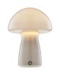Brandende Brilliant Erik grijs glazen oplaadbare tafellamp in paddenstoelvorm van 22,2 cm hoog en 16 cm in diameter