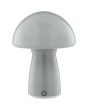 Brilliant Erik grijs glazen oplaadbare tafellamp in paddenstoelvorm van 22,2 cm hoog en 16 cm in diameter