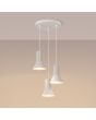 Brandende Sollux Estria beige hanglamp met drie pendels met geribbelde fittinghouder en een kegelvormige kapje met een diameter van 14cm