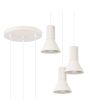 Sollux Estria beige hanglamp met drie pendels met geribbelde fittinghouder en een kegelvormige kapje met een diameter van 14cm