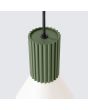 Bovenaanzicht Sollux Estria olijf groen met beige hanglamp met een geribbelde fittinghouder en een kegelvormige kapje met een diameter van 14cm