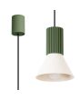 Sollux Estria olijf groen met beige hanglamp met een geribbelde fittinghouder en een kegelvormige kapje met een diameter van 14cm