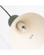 Onderaanzicht kapje met fitting van de Sollux Estria olijf groen met beige hanglamp met drie pendels met geribbelde fittinghouder en een kegelvormige kapje met een diameter van 14cm