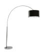 Searchlight Giant Arc EU1013CC chromen booglamp met zwarte kap van textiel met zilverkleurige binnenzijde