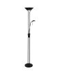 Searchlight Mother EU5430BK zwarte uplighter met leeslamp met LED onder de uplight