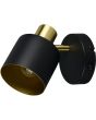 Trio Eva 868870180 wandspot met ronde zwarte wandplaat met schakelaar en spotje met goudkleurige fitting en zwart kapje met goudkleurige binnenzijde