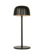 Searchlight Ezra 33610BK brandende zwarte oplaadbare tafellamp op batterijen voor buiten met geribbelde kap met touchdimmer