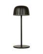 Searchlight Ezra 33610BK zwarte oplaadbare tafellamp op batterijen voor buiten met geribbelde kap met touchdimmer