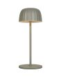 Searchlight Ezra 33610GY brandende grijze oplaadbare tafellamp op batterijen voor buiten met geribbelde kap met touchdimmer