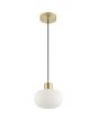 Brilliant Fanny mat messing hanglamp met wit ovaal glazen kap met een diameter van 22cm