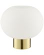 Brilliant Fanny mat messing tafellamp van 21 cm hoog met wit ovaal glazen kap met een diameter van 22 cm