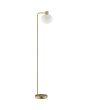Brilliant Fanny mat messing vloerlamp van 160 cm hoog met wit ovaal glazen kap met een diameter van 22 cm