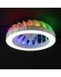 Brilliant Fanora witte plafondventilator met witte LED rand rond de ventilator en indirect RGB licht via het plafond