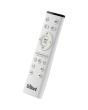 Afstandbediening van de Brilliant Fanora witte plafondventilator met witte LED rand rond de ventilator en indirect RGB licht via het plafond