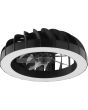 Brilliant Fanora zwarte plafondventilator met witte LED rand rond de ventilator