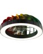 
Brilliant Fanora zwarte plafondventilator met witte LED rand rond de ventilator en indirect RGB licht via het plafond
