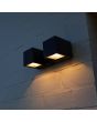 Lutec Fari antraciet grijze wandlamp voor buiten van 19,3 cm breed met twee naar beneden gerichte draaibare LED blokken