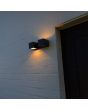 Lutec Fari antraciet grijze wandlamp voor buiten van 19,3 cm breed met naar beneden en naar boven gerichte draaibare LED blokken