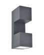 Lutec Fari antraciet grijze wandlamp voor buiten van 19,3 cm hoog met twee draaibare LED blokken