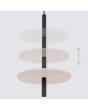 Hoogte verstelling van de schijf van vilt van de Sollux Feltro zwarte buisvormige hanglamp met een buis van 50 cm bij 2,5 cm met een beige schijf van 30 cm in diameter van vilt om de buis