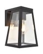 Lutec Fia zwarte wandlamp voor buiten van 20,7 cm hoog met zonnepaneel bovenop en E27 peertje