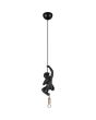 Reality Fips hanglamp met een zwart aapje van 38 cm hangend aan het snoer met een koperkleurige fitting met brandend E14 kogellampje