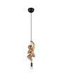 Reality Fips hanglamp met een goudkleurig aapje van 38 cm hangend aan het snoer met een koperkleurige fitting met brandend E14 kogellampje