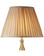 Searchlight Flemish EU5029AB detailfoto van de kap van de antiek bronzen vloerlamp met ronde kap van geplooid grijs textiel
