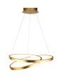 Brandende Searchlight Float hanglamp met dubbele ring belegd met bladgoud aan de buitenzijde en LED aan de binnenzijde