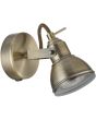 Searchlight Focus 1541AB antiek brons kleurige wandspot met metalen kapje, schakelaar en GU10 lampje