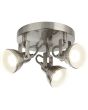 Searchlight Focus 1543SS staal kleurige plafondspot met drie klassiek ogende metalen spots met brandend GU10 lampje