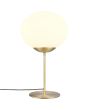 Trio Fomento 563100108 brandende mat messing tafellamp met wit ovaal glazen kap