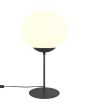 Trio Fomento 563100132 brandende zwarte tafellamp met wit ovaalvormig glazen kap