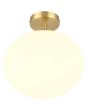 Trio Fomento 663100108 wit bolvormig glazen brandende plafondlamp met mat messing plafondhouder