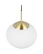 Trio Fomento 363100108 bovenaanzicht mat messing hanglamp met bolvormig wit glas